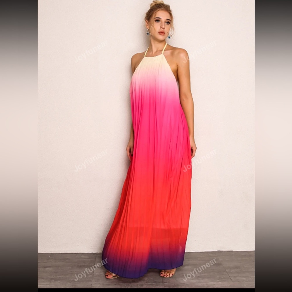 Joyfunear Ombré Halter Maxi Dress - Size 6